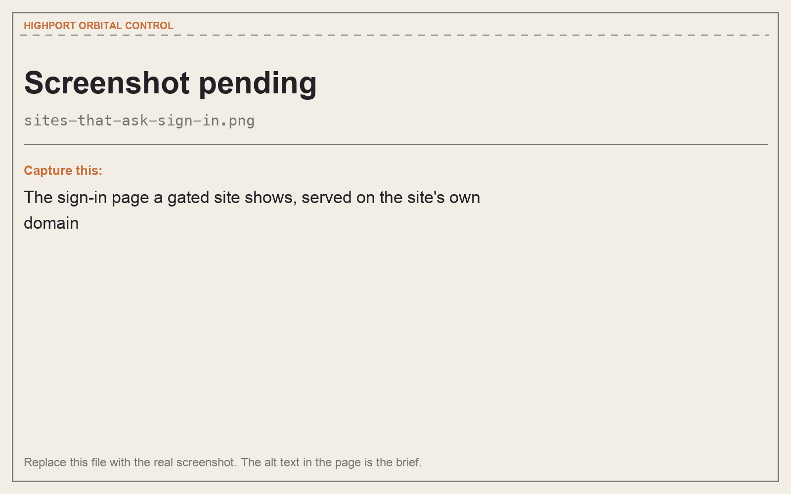 The sign-in page a gated site shows, served on the site's own domain